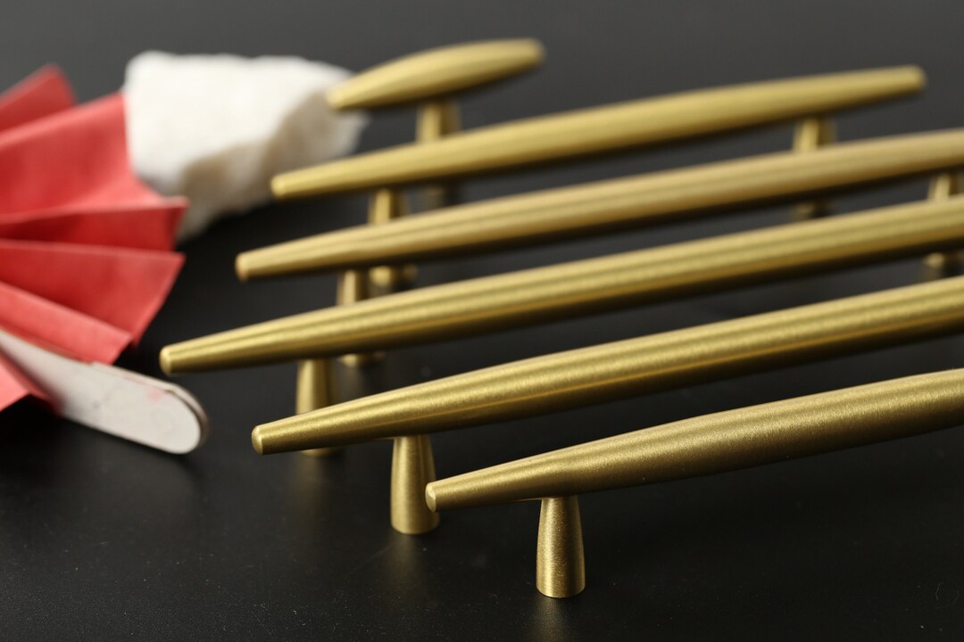 Solid Brass Cabinet Handles, Kitchen Furniture Pulls, Gold T Bar Drawer ...