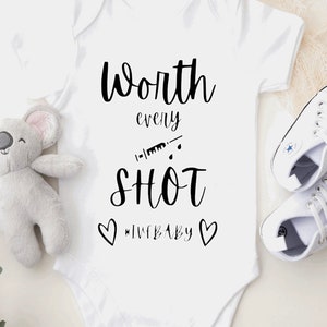 Worth every shot IVF baby onesie, IVF announcement, baby announcement, In vitro fertilization, fertility, baby shower gift