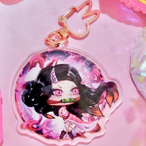 Acrylic Charm, anime-inspired, demon girl, demon anime girl, kawaii charm, acrylic charm, kawaii keychain, anime demon