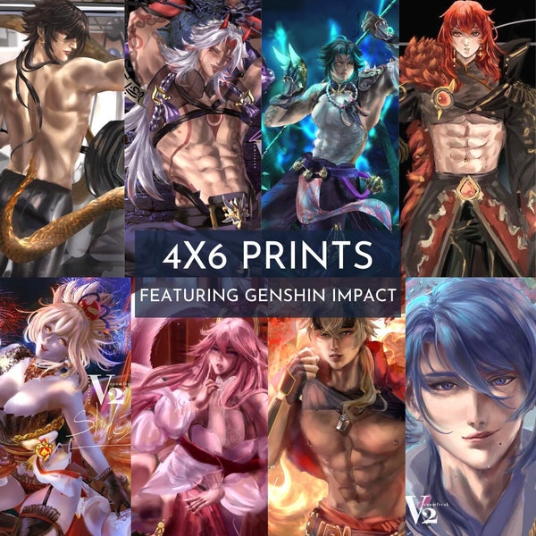 Genshin Impact Prints, Diluc, Thoma, Itto, Zhongli, Yaemiko, , Yoimiya, anime print, wall decor