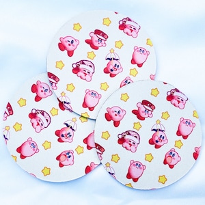 Kawaii anime inspired coasters, Genshin inspired coasters, kawaii pink, fantasy creature, cup, kawaii mousepad,