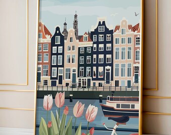 Amsterdam Canal Serenity Poster: Charming Netherlands Art Print - FSC-Certified, Perfect for Home & Special Occasions