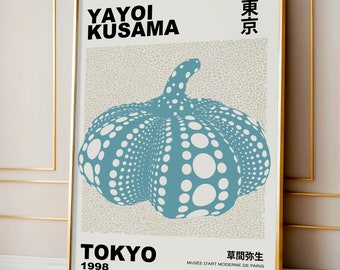 Yayoi Kusama inspiriertes gelbes Kürbis-Poster, japanische zeitgenössische Kunst – minimalistisches Japandi-Wanddekor