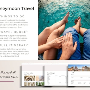 Screenshot of honeymoon travel planner template.