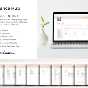 Screenshot of notion finance hub template.