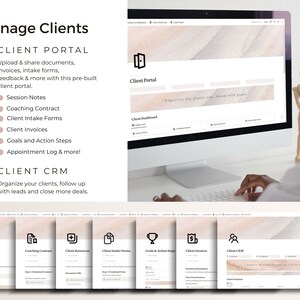 Screenshots of client portal and client crm.