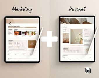 Notion Template Bundle Content Planner, Social Media Marketing and Personal Planner Dashboard