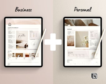 Notion Bundle, Notion Business Template and Notion Planner Template Personal, Aesthetic Notion template Work and Life