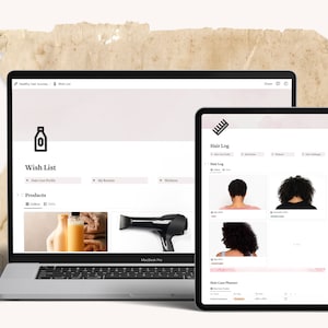 Hair Care Notion Template | Notion Wishlist Template for Hair Products | Self Care Notion Planner