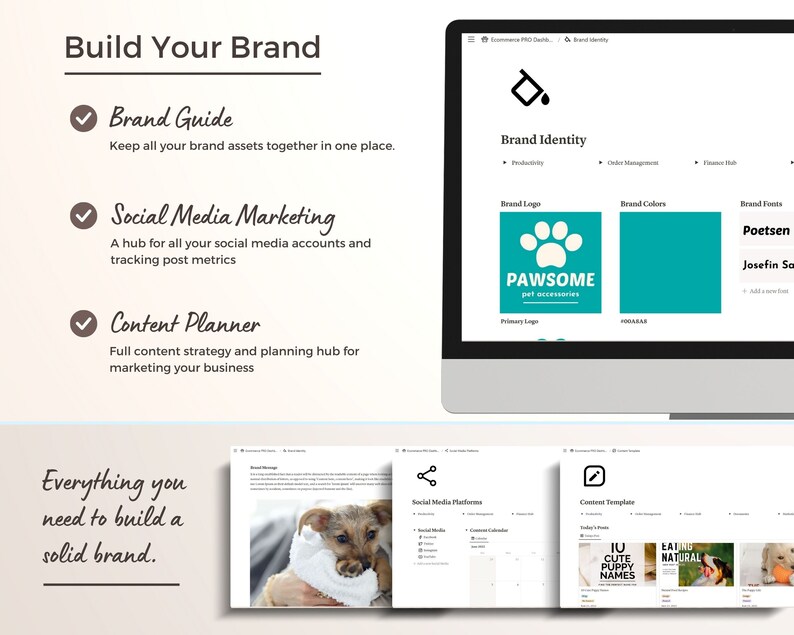 Notion Template PRO Dashboard Track Orders and Etsy