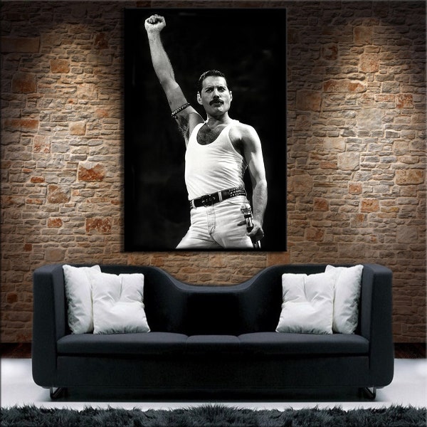 Julia-Art - Pictures Queen Freddie Mercury Singer Band Canvas Picture XXL - Wall Picture 1 Piece - Framed Art Print Music w-s-2061-13