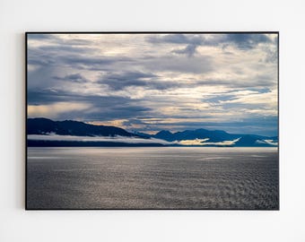 British Columbia Coastal Mountain Range Print: Misty Pacific Ocean View