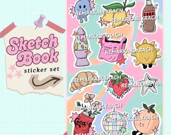 Ensemble d'autocollants pour carnet de croquis (TÉLÉCHARGEMENT UNIQUEMENT)