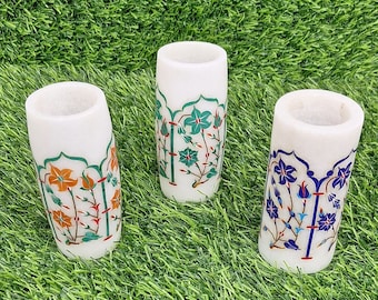 大理石象嵌花瓶、装飾花瓶、石花瓶、花瓶、装飾品、ピエトラ・ドゥーラ