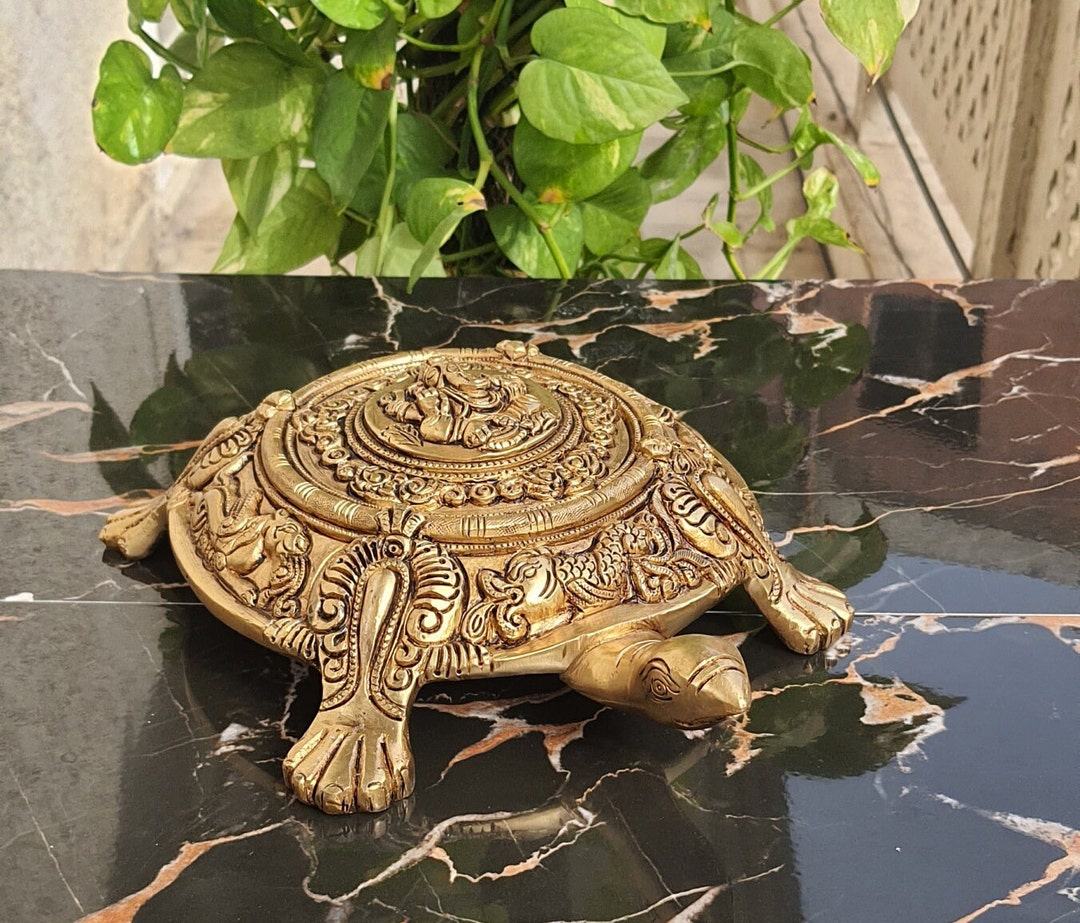 真鍮製の亀の像、風水、ヴァーストゥ亀の置物、彫刻、ホーム