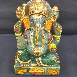 Jade Ganesha, Aventurine Ganesha,Gemstone Ganesh, Ganesh Statue,Quatrz Ganesha, Ganapthi Idol For Temple Mandir Home Decor,Deepawali Murti