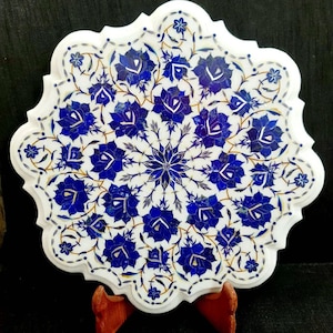 White Marble Inlay Table Top Living Room Decorative Furniture Coffee & End Tables