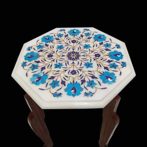 White Side Table Marble Inlay Coffee Table Top for Living Room Furniture