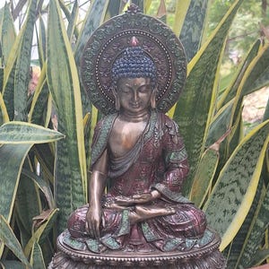 Buddha Idol, Big Bonded Bronze Earth Witness Shakyamuni Buddha Statue, Siddharth Gautam, Buddhist Temple Altar Meditation, Gift.