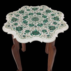 White Marble Inlay Table Top Living Room Decorative Furniture Coffee & End Tables