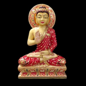 Jadestein Buddha handgeschnitzt Handarbeit mit echter Goldschmiedearbeit 33 cm