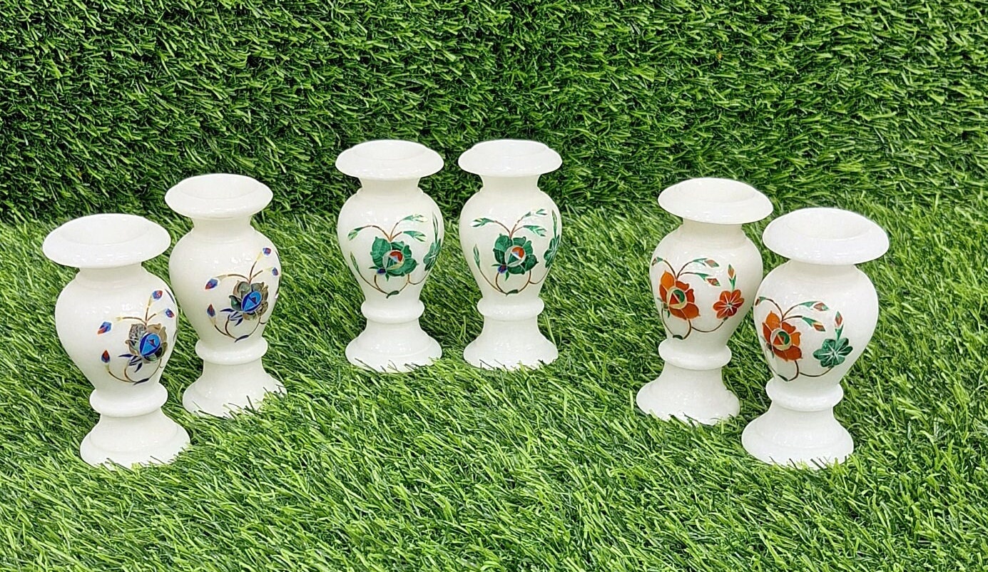 【新品・未使用】大理石花瓶＋タージマハルモニュメント 2 大理石象嵌花瓶、装飾花瓶、石花瓶、花瓶、装飾品、ピエトラ
