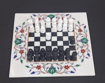 手作り大理石チェスボードとチェスの駒、クリスマスギフト（15x15
