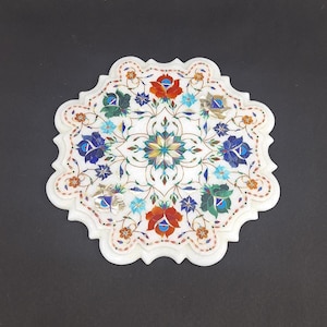 White Marble Inlay Table Top Living Room Decorative Furniture Coffee & End Tables