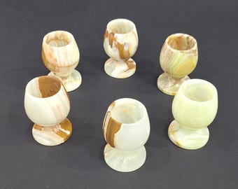 6 Stück Vintage Onyx Tassen, natürliche Onyx Kelche, Onyx Gläser, Onyx Weintassen, Barware, Steintassen, Outdoor-Aktivitäten, einzigartig, Onyxtasse, Geschenktasse