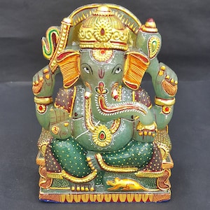 Jade Ganesha, Aventurine Ganesha,Gemstone Ganesh, Ganesh Statue,Quatrz Ganesha, Ganapthi Idol For Temple Mandir Home Decor,Deepawali Murti