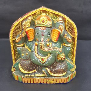 Jade Ganesha, Aventurine Ganesha,Gemstone Ganesh, Ganesh Statue,Quatrz Ganesha, Ganapthi Idol For Temple Mandir Home Decor,Deepawali Murti