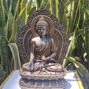 Buddha Idol, Big Bonded Bronze Earth Witness Shakyamuni Buddha Statue, Siddharth Gautam, Buddhist Temple Altar Meditation, Gift.