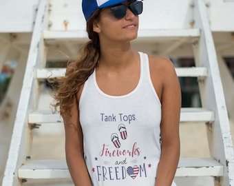 Camiseta de tirantes del Día de la Independencia, ropa de verano, camiseta patriótica, camiseta conservadora, camiseta de tirantes con espalda cruzada del 4 de julio, regalo para patriotas.