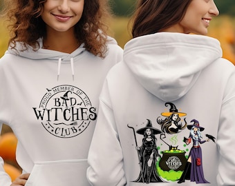 Sudadera con capucha del Club de las Brujas Malas, sudaderas de la temporada espeluznante, sudadera de otoño, suéter de villano de Halloween, sudadera con capucha de villanos malvados, sudadera con capucha de brujas espeluznantes