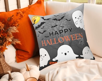 Fröhliches Halloween-Kissen, Geisterkissen-Urlaubsdekorgeschenk, Halloween-Fledermauskissen, niedliche Kissen für Halloween, Feiertags-Entryway-Dekor