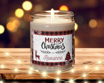 Personalized Christmas Candle, Custom Corporate Holiday Gifts for Employees, Christmas Season Gifts, Customizable Christmas Soy Candle