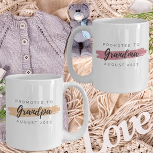 Personalized Promoted To Grandma And Grandpa Mug Set, Pregnancy Reveal, First Time Grandparents, New Grandparents, Baby Announcement