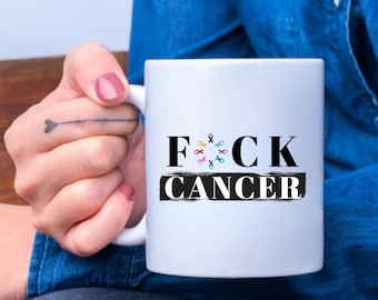 F*CK Cancer Mug | Cancer Survivor Gift | Cancer Warrior Coffee Mug | Chemo Gift | Cancer Awareness Mug | Support Gift for Cancer Patient