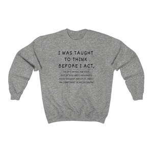 Sarcastic Crewneck Sweatshirt, Offensive Adult Humor Gift Sport Grey