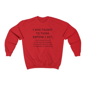 Sarcastic Crewneck Sweatshirt, Offensive Adult Humor Gift Red