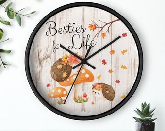 Best Friend Wall Decor Gift, Cute Wooden Wall Clock, Friend For Life Gifts, Hedgehog Gifts, Friendsgiving Gift Ideas, Holiday Gift Decor