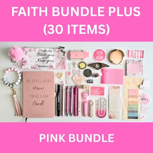 Faith Bookish Bundle Plus | Christian Gift Box | Bible Study Kit | Christian Care Package | Prayer Journal Gift | Faith Bundle (30 Items)