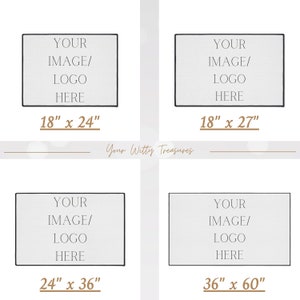 May include: Four different sizes of blank canvas prints with the text "YOUR IMAGE/LOGO HERE" and the dimensions of each print listed below. The sizes are 18 inches by 24 inches, 18 inches by 27 inches, 24 inches by 36 inches, and 36 inches by 60 inches.