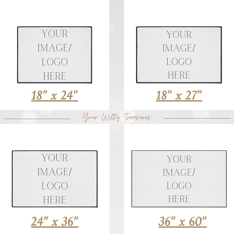 May include: Four different sizes of blank canvas prints with the text "YOUR IMAGE/LOGO HERE" and the dimensions of each print listed below. The sizes are 18 inches by 24 inches, 18 inches by 27 inches, 24 inches by 36 inches, and 36 inches by 60 inches.