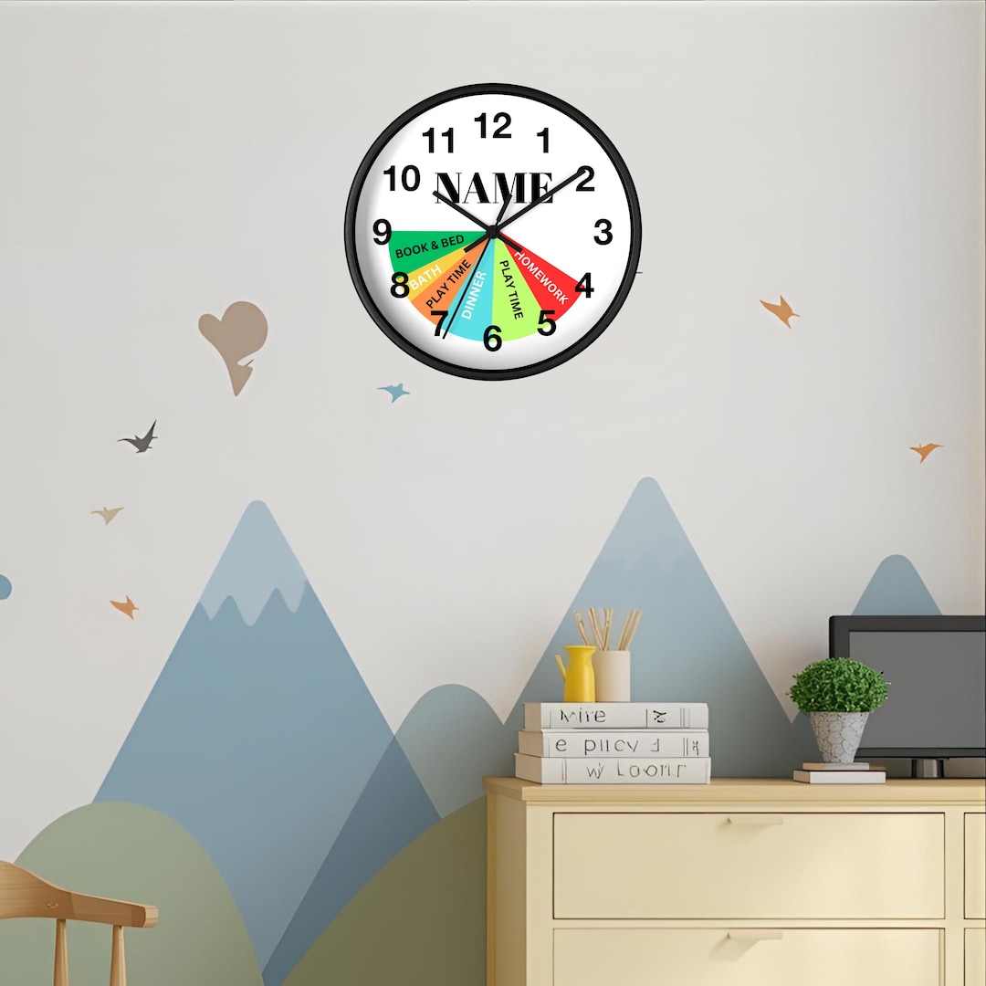 Personalized Kids Wall Clock, Daily Routine Clock, Fun Schedule Clock ...