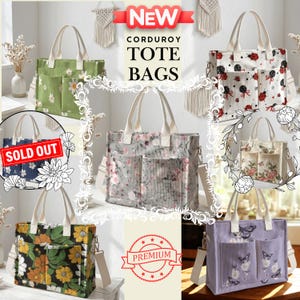 Faith Bundle Premium Corduroy Tote Bags great for carrying all your bible study supplies and accessories.