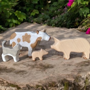 Wooden Farm Animals Toy Set | Waldorf Toy | Handmade Montessori Toy | Organic Kids Toys | Gift for Christmas |Wooden Animal | Autumn Decor