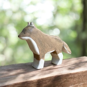 Wooden Wolf Toy | Waldorf toy | Handmade Wooden Montessori Toy | Organic Kids Toys | Gift for Christmas | Wooden Animal