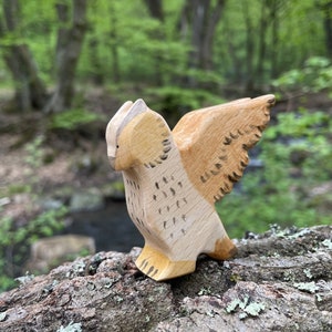 Wooden Owl Toy Waldorf Toy Handmade Wooden Montessori Toy Organic Kids Toys Gift for Christmas Wooden Animal image 3