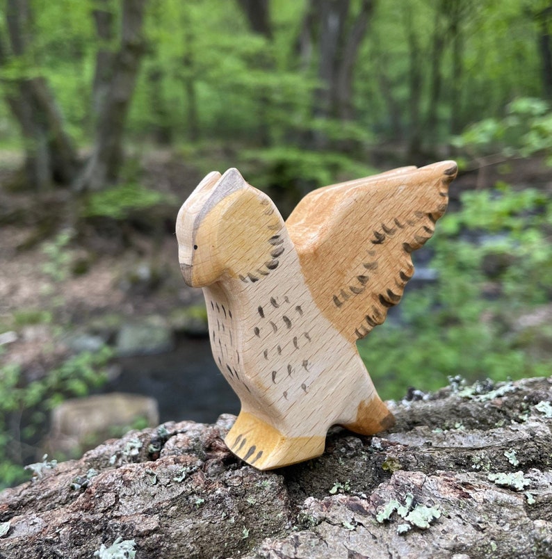 Wooden Owl Toy Waldorf Toy Handmade Wooden Montessori Toy Organic Kids Toys Gift for Christmas Wooden Animal image 3